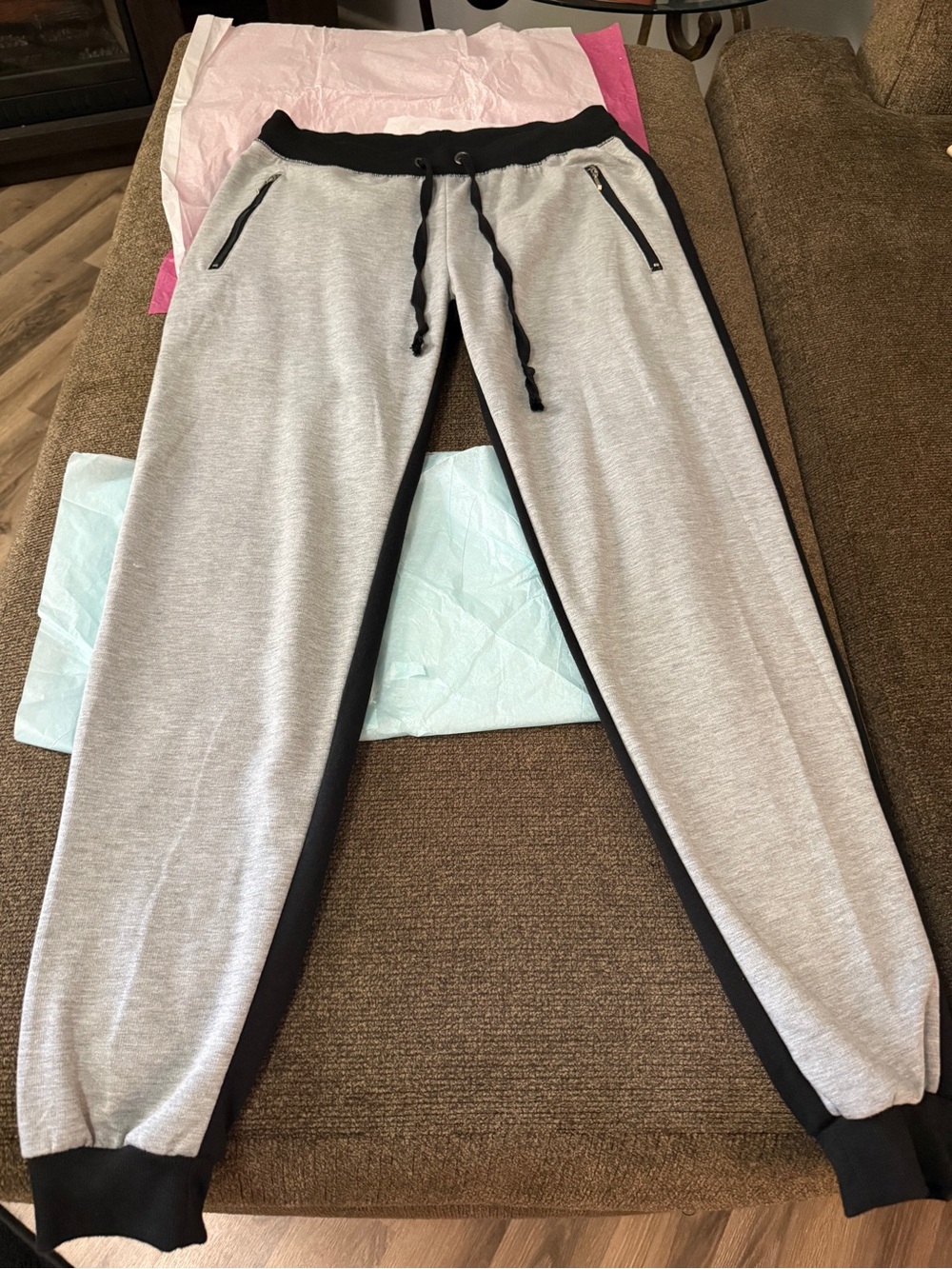 Women's Two-Tone Gray & Black Jogger Track Pants